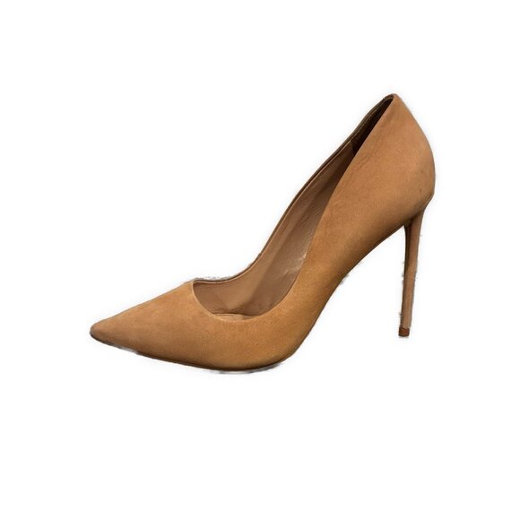 steve madden tan Beige Nude vala heels suede Genuine Leather Stiletto Pointed 9 - Picture 2 of 9